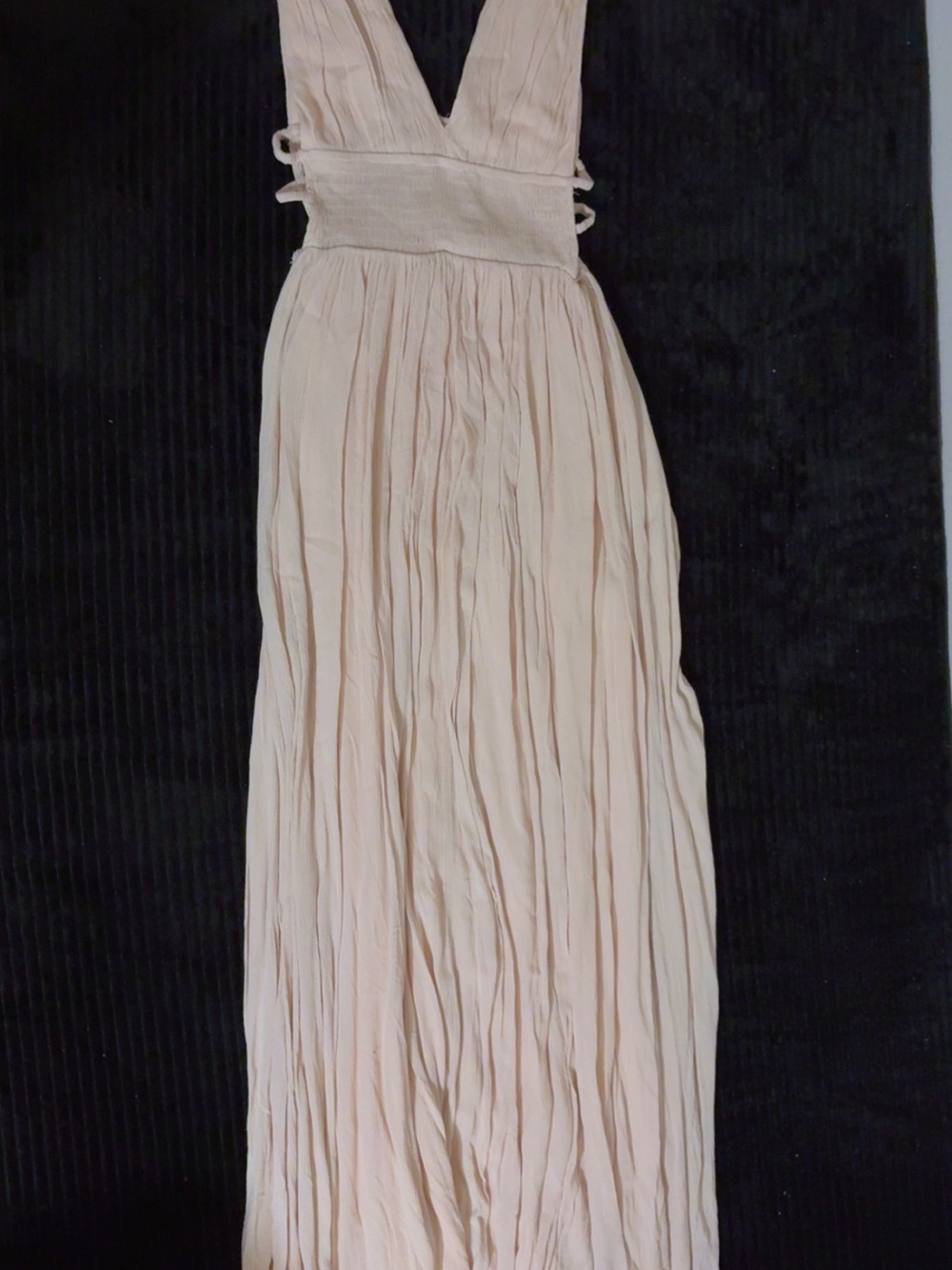 Ulla Johnson Cream Crinkle Maxi Dress with V-Neck